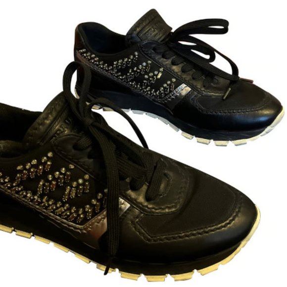 Prada Beaded Leather Sneakers fits like a 38 - Picture 1 of 16